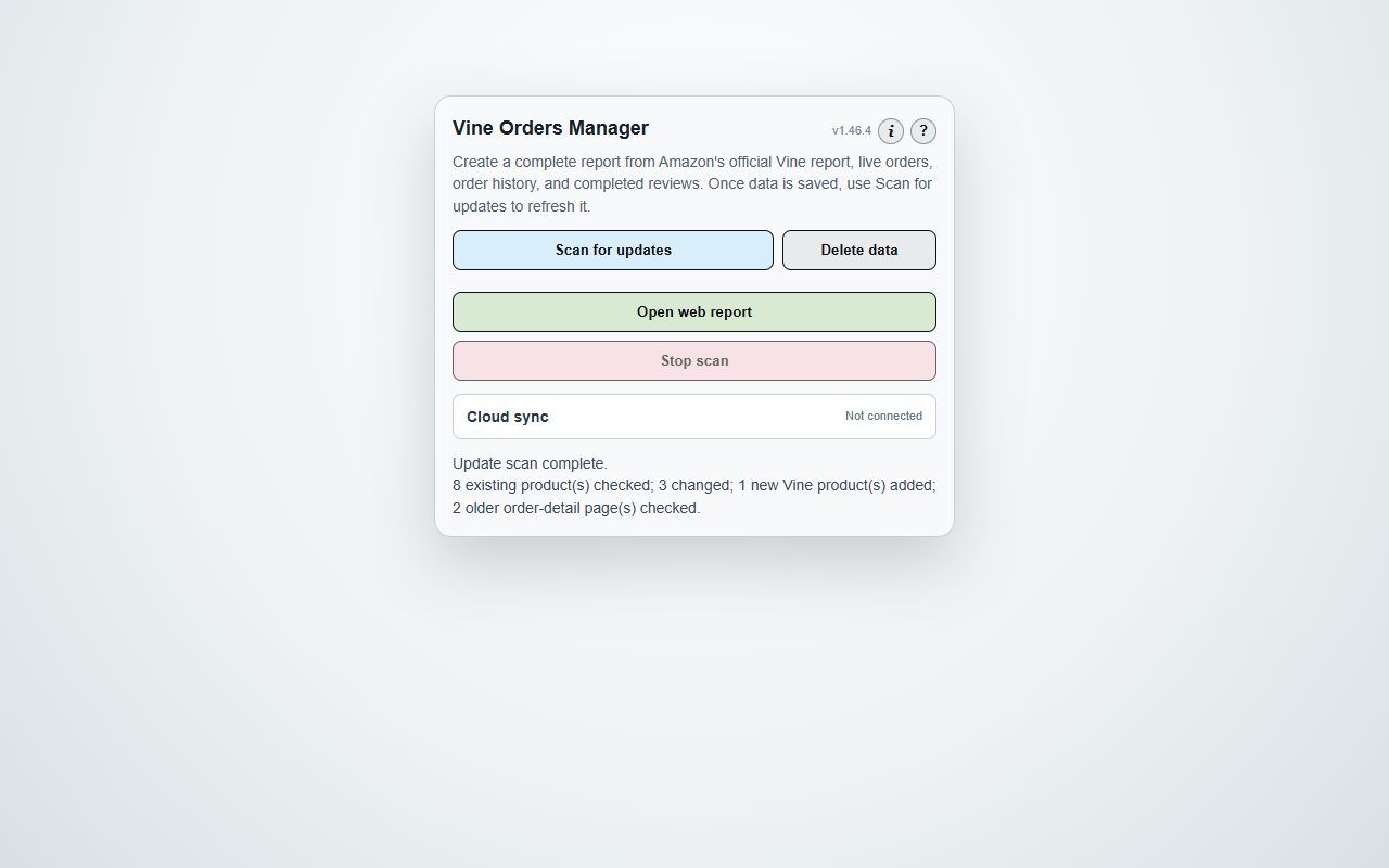 Extension popup with cloud sync